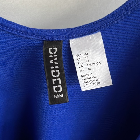 H&M Divided Electric Blue Skater Dress Size CA 14 - Picture 3 of 3